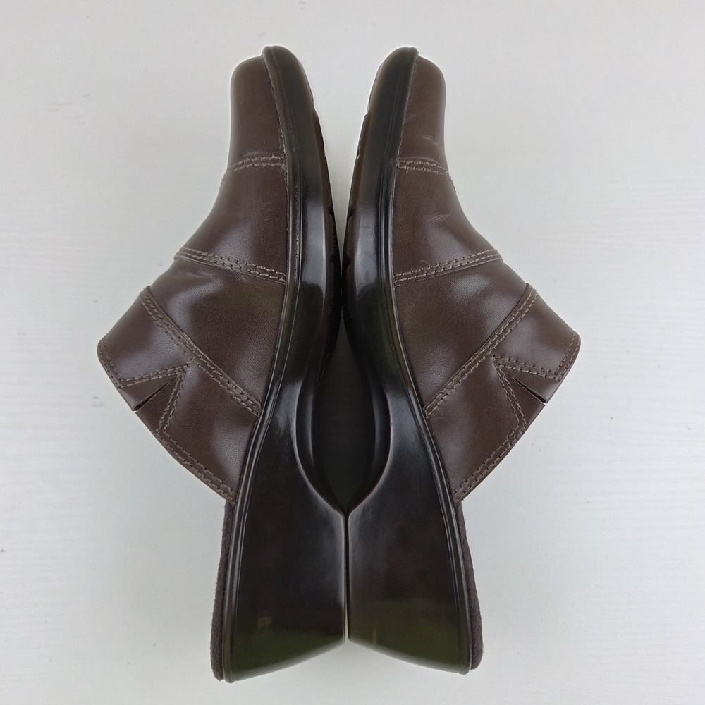 Clarks Bendables 62896 Dark Brown Leather Slip On Comfort Mule Clogs Wmns Sz 8 M - Picture 9 of 12